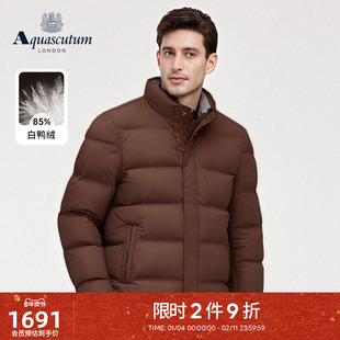 Aquascutum/雅格狮丹冬季新品男士立领长款面包服羽绒服外套通勤