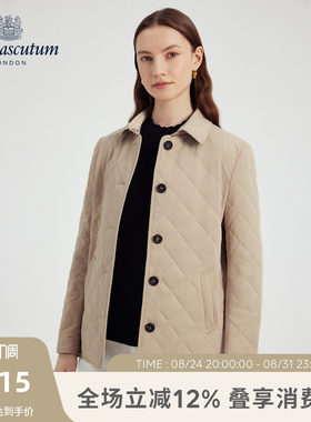 【雅格狮丹】女简约菱格棉服外套