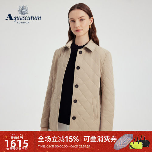 【雅格狮丹】女简约菱格棉服外套