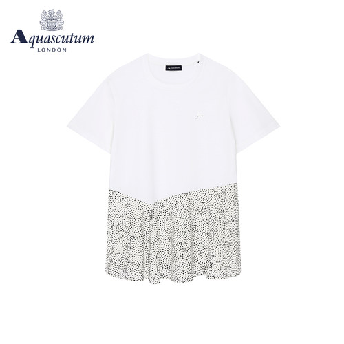 雅格狮丹T恤拼接休闲宽松纯棉