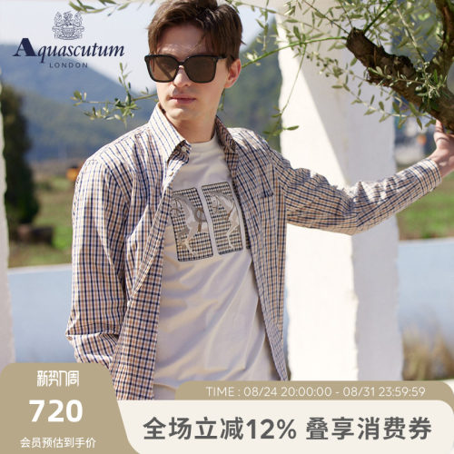 【雅格狮丹】男纯棉休闲长袖衬衫