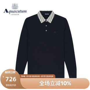 Q48H8W0041 Aquascutum 雅格狮丹冬季 格纹保暖女士纯棉长袖 POLO衫