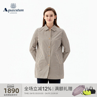 Aquascutum/雅格狮丹2026春夏新品女经典英伦风格纹优雅翻领外套