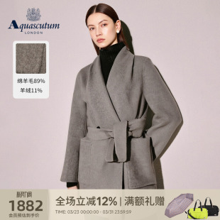 外套 羊毛羊绒毛呢大衣修身 Aquascutum 雅格狮丹秋冬新女气质时尚