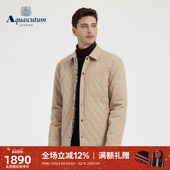 Aquascutum 菱形格绗线棉服外套通勤 中长款 雅格狮丹秋冬新品 男士