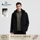男士 新品 休闲连帽黑色白鹅绒羽绒服通勤 雅格狮丹冬季 Aquascutum
