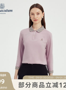 【100%棉】25秋冬新品女格纹POLO