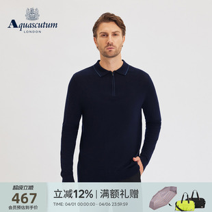 POLO衫 Aquascutum Q5067EM3A1 针织长袖 男士 雅格狮丹秋冬新品 时尚