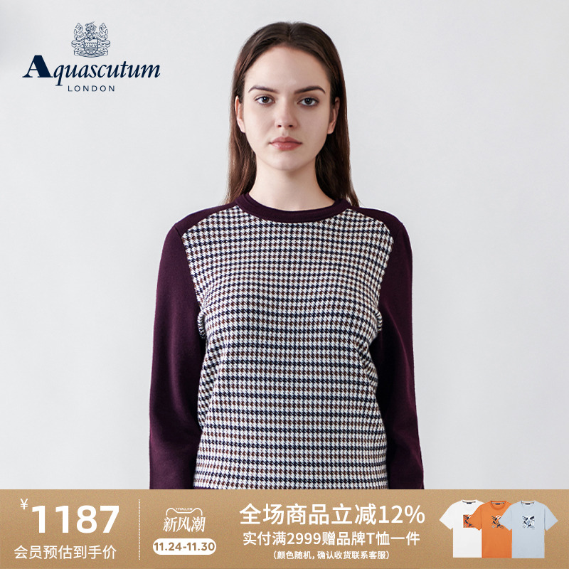 【100%绵羊毛】女士双层领针织衫