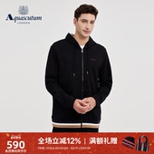 Aquascutum 卫衣外套通勤 休闲纯棉连帽开衫 雅格狮丹秋冬新品 男士