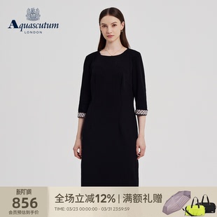 天丝混纺七分袖 女士修身 连衣裙气质 雅格狮丹秋冬新品 Aquascutum