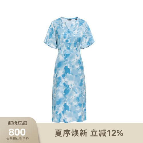 雅格狮丹女士连衣裙短袖收腰