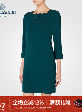 Aquascutum/雅格狮丹女士秋装中袖连衣裙气质七分袖Q3873EL011