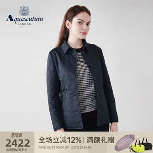 女简约翻领棉服外套Q5050EL111 时尚 Aquascutum 雅格狮丹秋冬新品