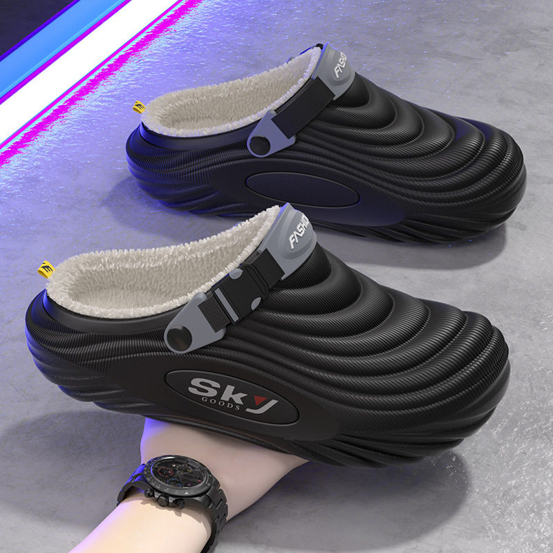 2025秋冬季新款棉拖鞋防水防滑外穿可开车包头棉拖男士保暖居家