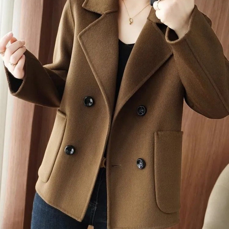 2025春秋小个子毛呢大衣女新款短款宽松高端西装长袖外套高级感