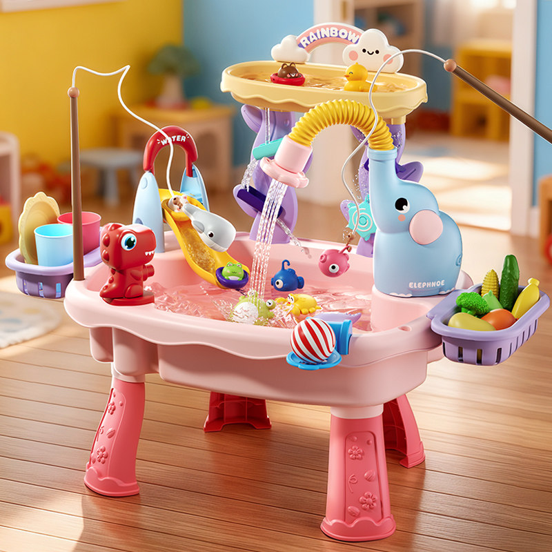 儿童洗碗机玩具钓鱼戏水池电动循环出水宝宝玩水厨房过家家洗菜盆