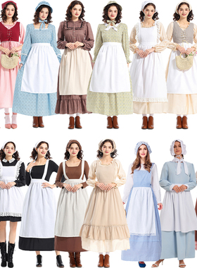 欧洲女仆服童话剧平民仆人演出服田园法国庄园主人英伦风农妇服装