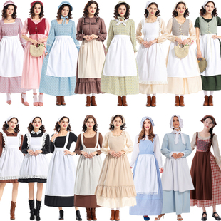 欧洲女仆服童话剧平民仆人演出服田园法国庄园主人英伦风农妇服装
