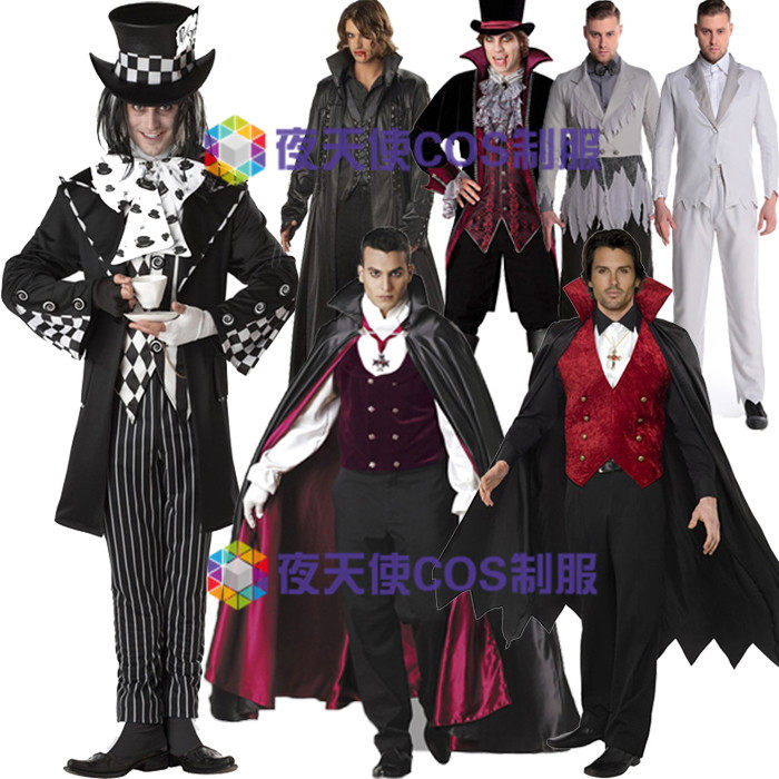 万圣节成人服装cos男女吸血鬼衣服演出服 化妆舞会伯爵恐怖表演服