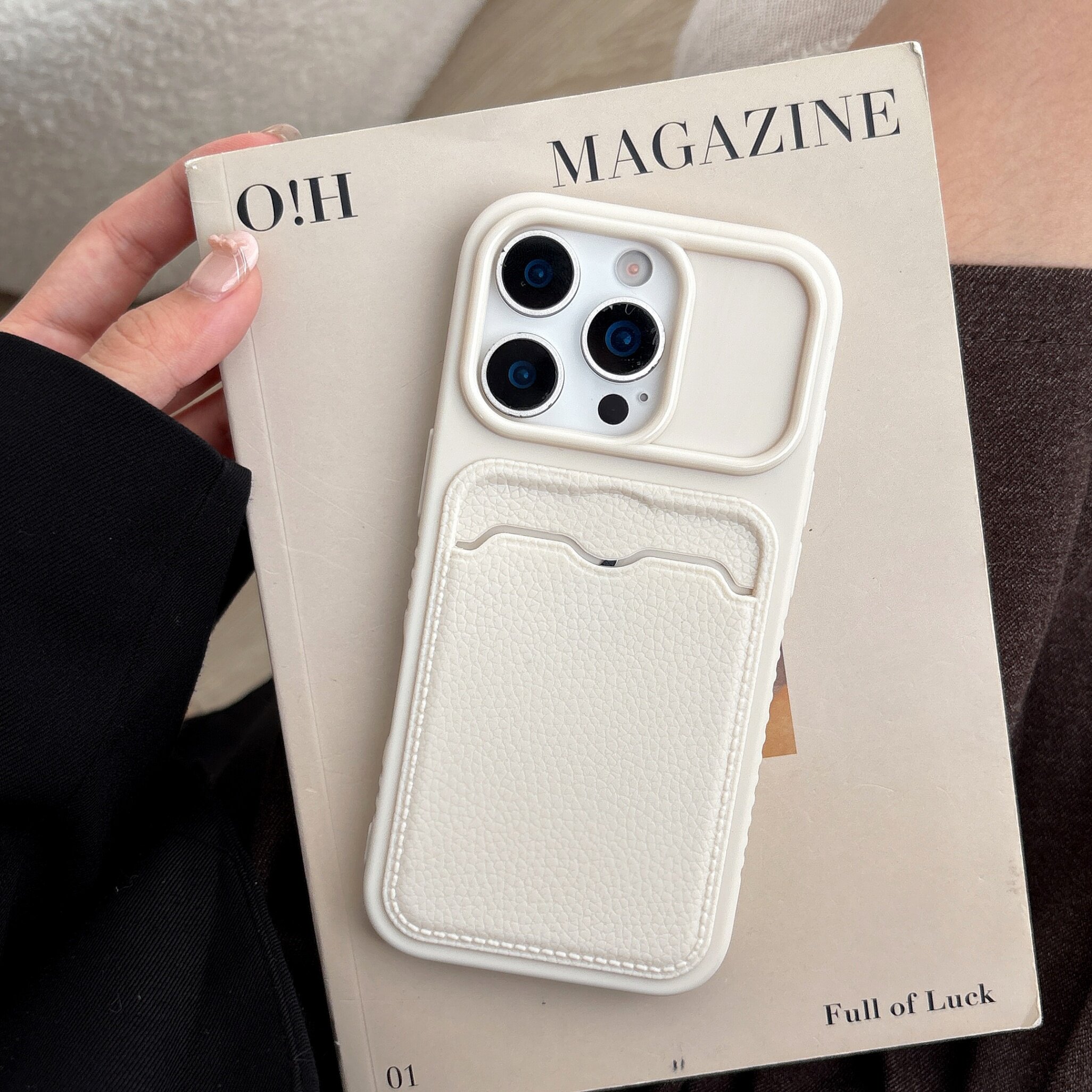 纯色皮纹卡包适用苹果17promax手机壳新款可放照片15pro高级感iphone16plus全包14防摔13保护套12日韩ins风11