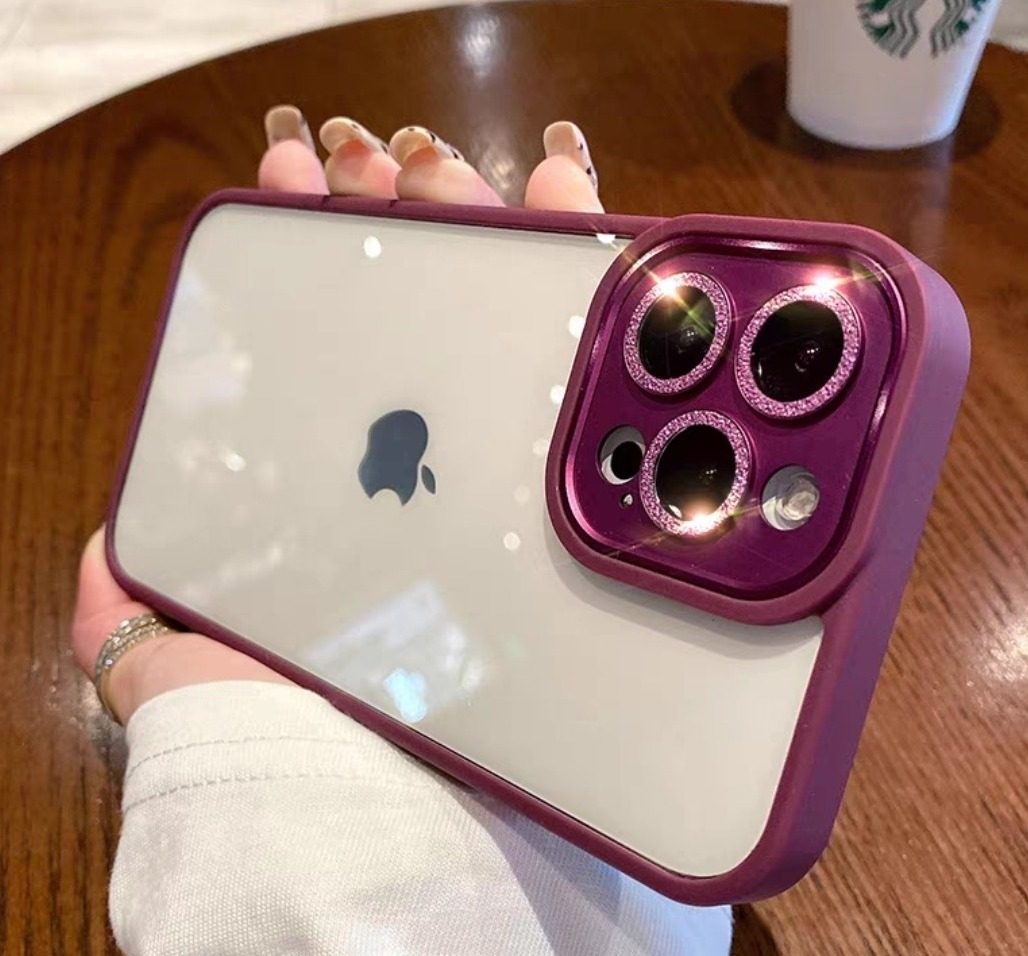 适用iphone12手机壳苹果14全包镜头闪粉13透明14Pro防摔11保护套