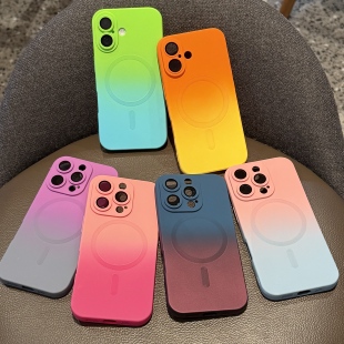 渐变液态磁吸双色适用16苹果15promax手机壳iPhone13promax镜头膜12pro亲肤三星GalaxyS25 23硅胶11男ma女