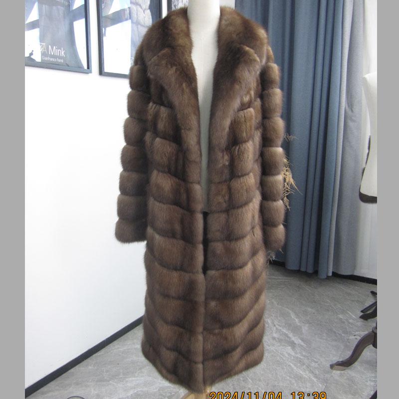 俄罗斯紫貂皮草外套女款长款