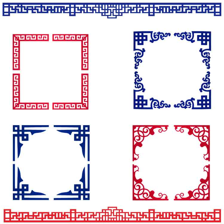 立体中国风边框中式国潮风传统文化创意墙贴装饰幼儿园教室黑板报