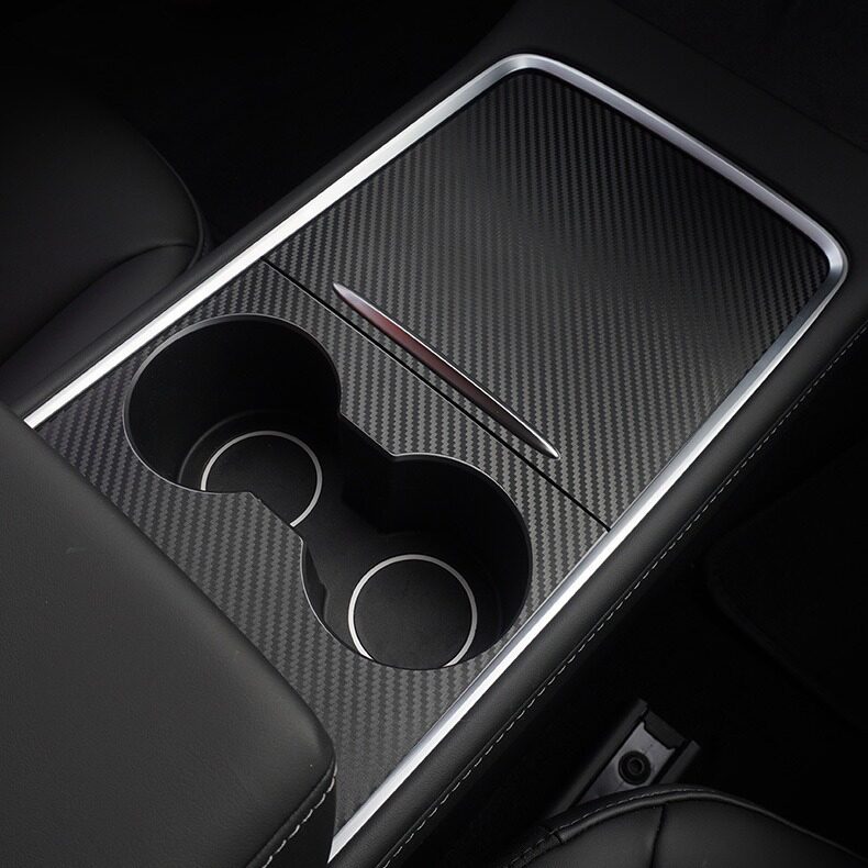 适用Model3/Y中控碳纤贴纸网红星空膜黑武士拉丝3D5D炭纤黑