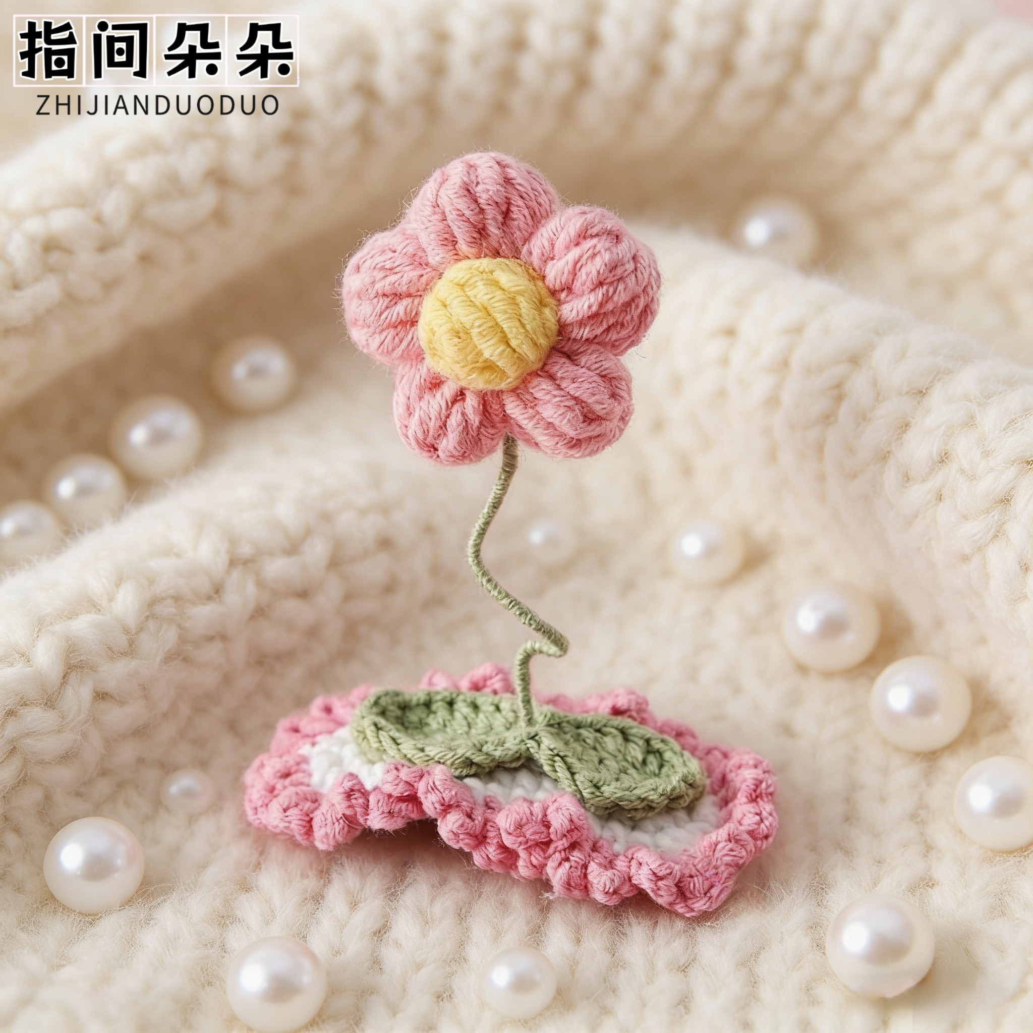 头发发夹花朵可爱手工针织发卡毛线编顶夹立体幼儿园小学生发卡