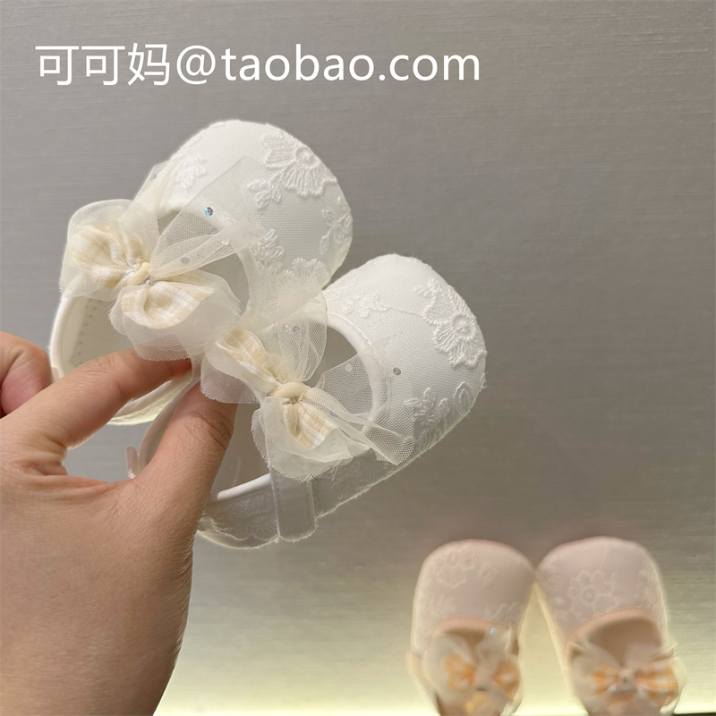 婴儿公主鞋防滑软底女宝宝蕾丝