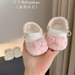 春季新款0-1岁女宝宝鞋子软底防滑隔凉棉布鞋小月龄婴幼步前单鞋