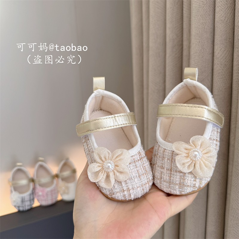 新款春秋婴儿公主鞋0-1岁3-6-12月小香风女宝宝鞋软底透气学步鞋
