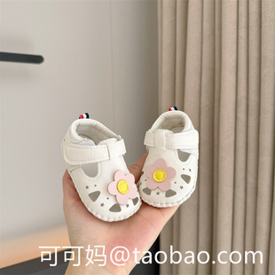 12個月嬰幼兒鏤空涼鞋 春夏季 一歲女寶寶軟底學步鞋 透氣公主鞋