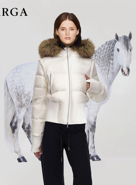 易梦玲同款白色短款修身可拆卸毛领羽绒服女冬小个子2025新款外套