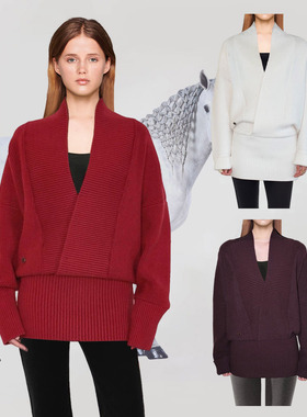 GARGA红色气质V领修身针织连衣裙女慵懒显瘦辣妹宴会御姐感包臀裙