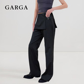 假两件一片式 GARGA黑色微喇西装 长裤 女高级感垂感显瘦修身 裙 裤