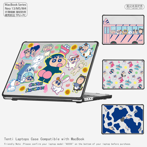卡通新之助强韧防摔软边笔记本电脑保护壳适用苹果MACBOOK Neo CASE M5 2026 A18 Air13.6 M4 M3