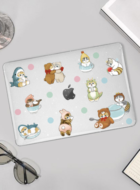 小众日单mofu猫福鲨鱼猫光面闪粉笔记本电脑保护壳适用苹果MACBOOK CASE m2 Pro13/14m3 Air13保护套16/15.3