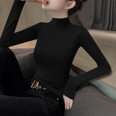早秋修身 长袖 半高领打底衫 2025新款 设计感薄款 莫代尔洋气上衣潮女
