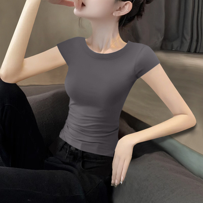 短袖通勤薄款修身正肩女