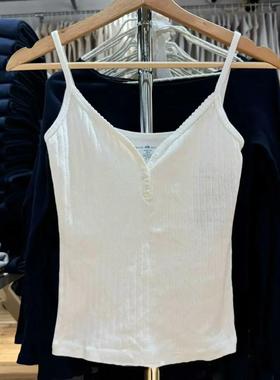 Brandy bm新款纯色纽扣吊带纯棉打底内衬百搭外穿上衣女