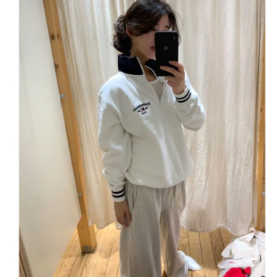 Brandy bm外套女卫衣 Girl欧美风字母刺绣半拉链立领宽松上衣