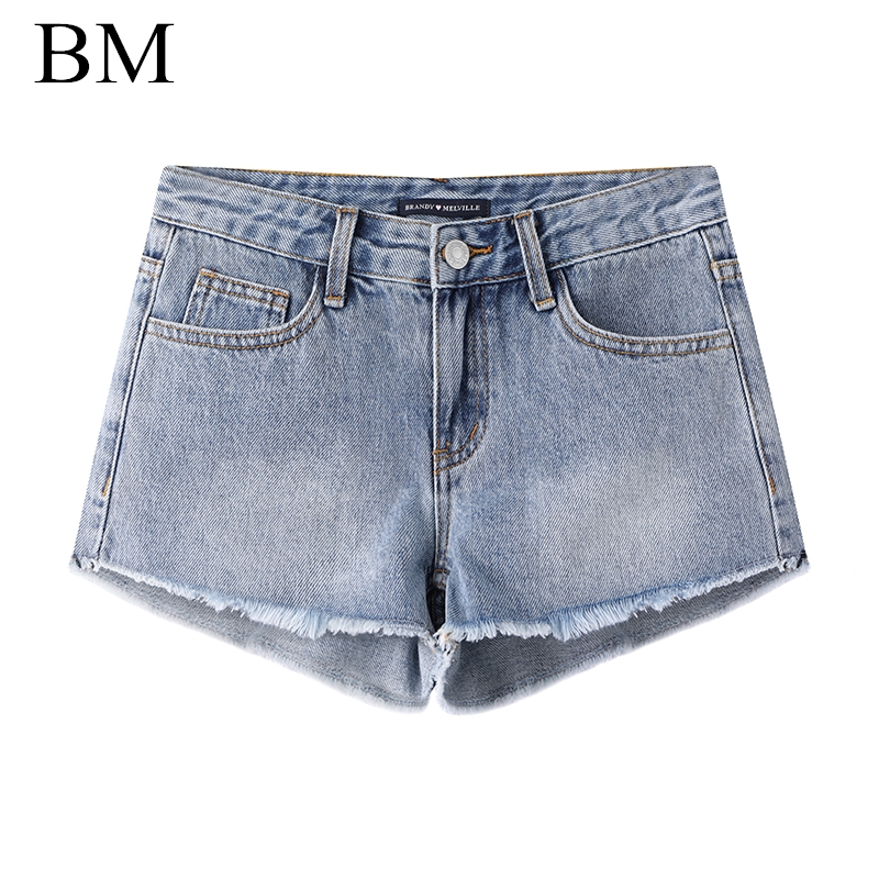 Brandy Girl新款牛仔短裤女bm低腰显瘦宽松百搭a字毛边阔腿热裤潮