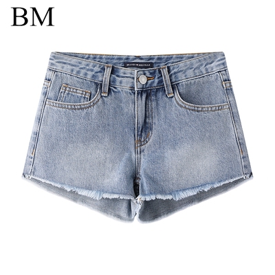 Brandy Girl新款牛仔短裤女bm低腰显瘦宽松百搭a字毛边阔腿热裤潮