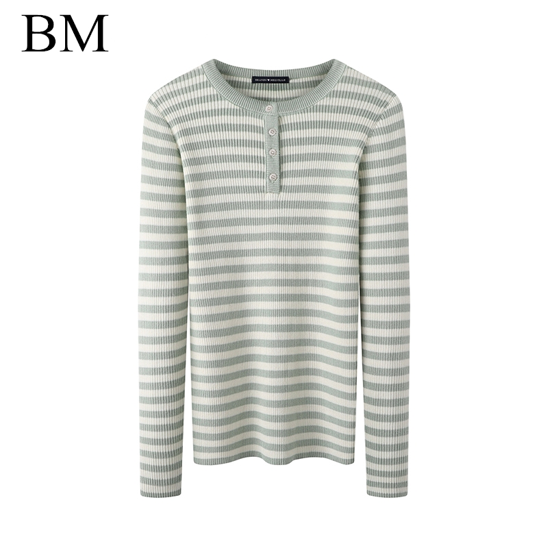 三粒扣套头bm修身短款上衣打底衫