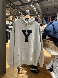 bm袋鼠口袋套头上衣女 复古字母贴布连帽宽松卫衣 Brandy Girl美式