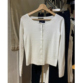 新款 复古bm开衫 纯棉白色纽扣针织毛衣上衣女 Girl美式 Brandy