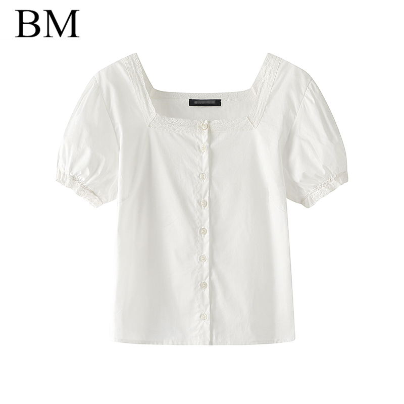 BM甜美泡泡袖短袖上衣